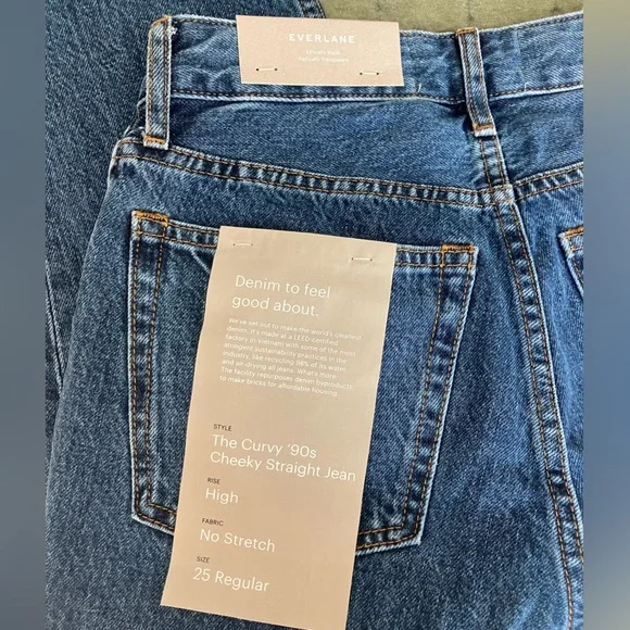 Everlane 90s Cheeky Hourglass Jean (Straight Leg in Deep Atlantic) NWT - Picture 5 of 5